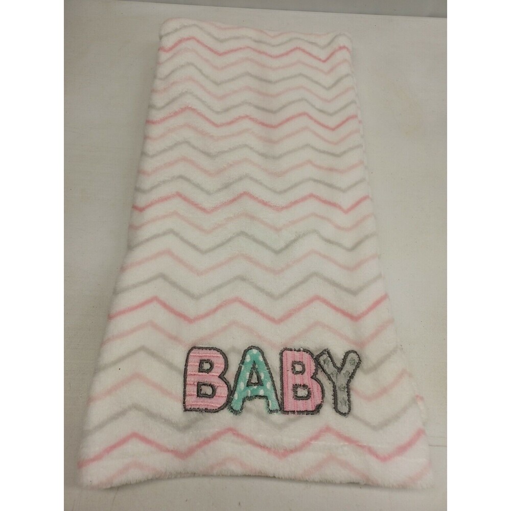 Baby Starters Blanket White Pink Grey Chevron Zigzag Security Lovey 30x40"